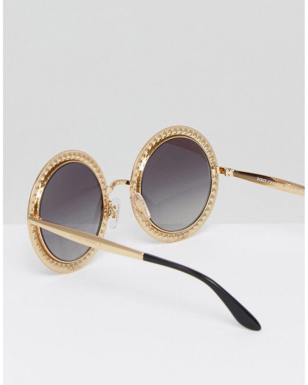 Dolce & Gabbana Over Sized Round Sunglasses In Gold And Multi Jewels in  Metallic | Lyst