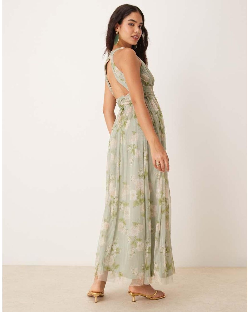 ANAYA Natural Open Back Bridesmaid Maxi Dress