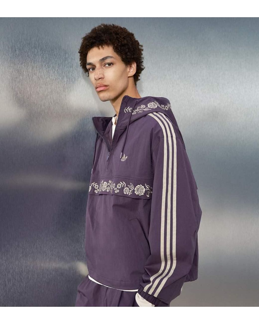 adidas Originals x ASOS Purple Oversized Track Jacket With Embroidery Detail for men