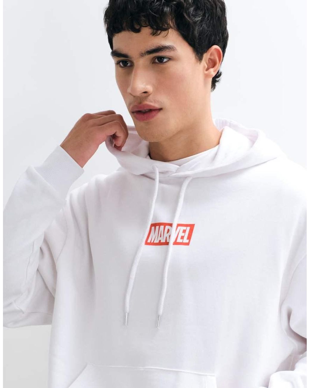 ASOS White Oversized Hoodie With Marvel Comic Print for men