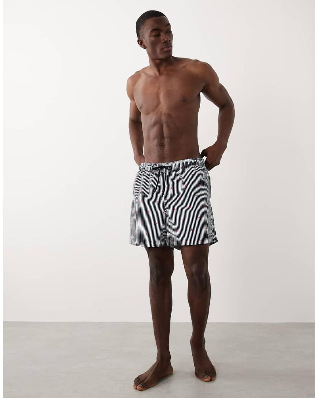 JJ Rebel Brown S Stripe Swim Shorts With Boats for men