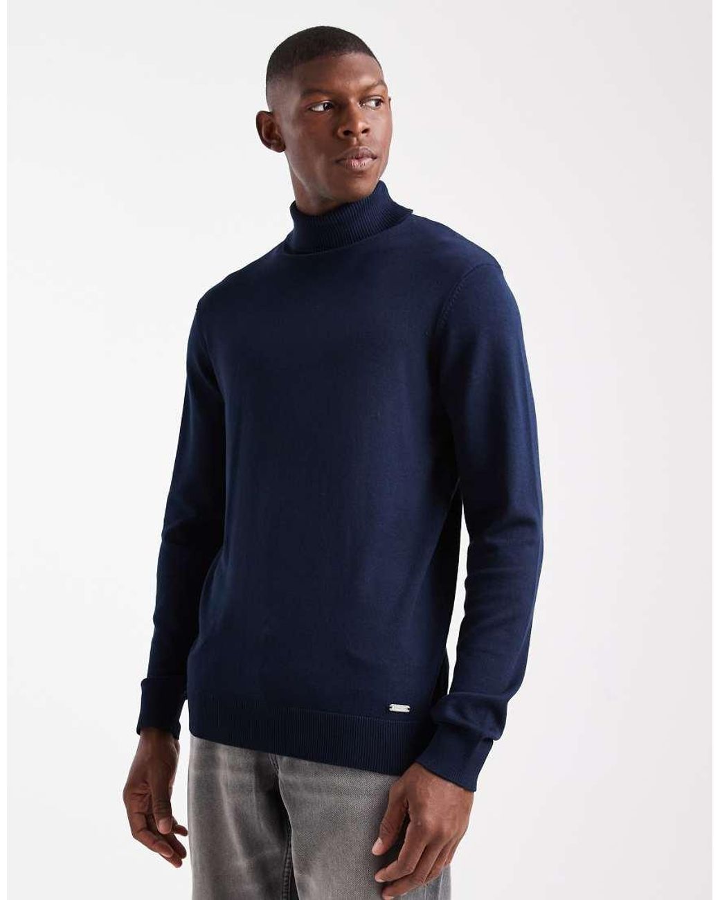 Jersey Con Cuello Vuelto De Threadbare de hombre de color Blue