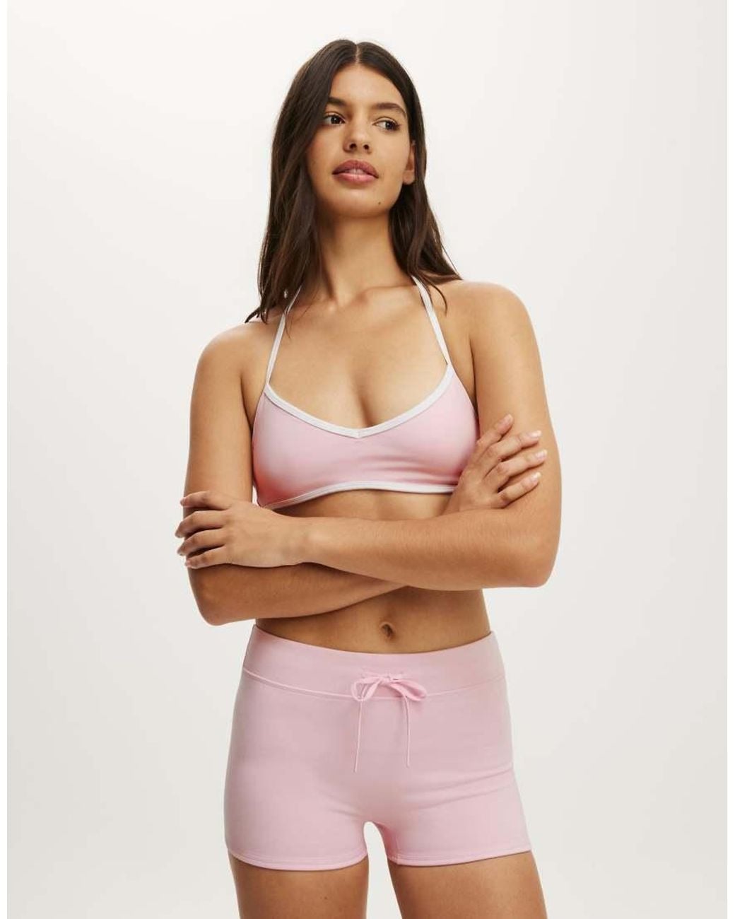 Cotton On Pink Ultra Soft Halter Open Back Crop