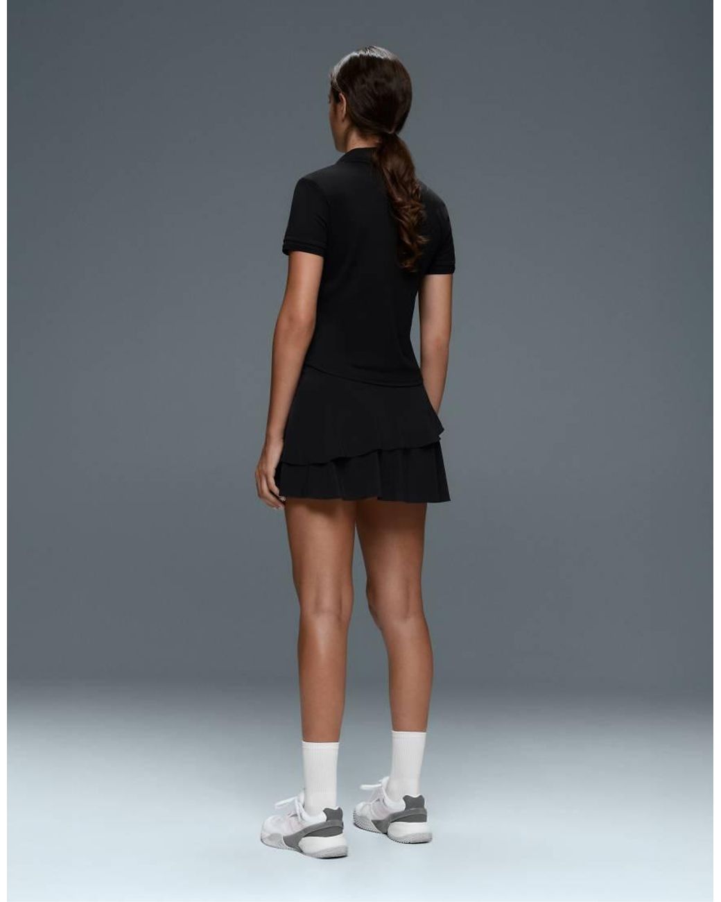 Oysho Black Ruffled High Rise Compressive Mini Skirt