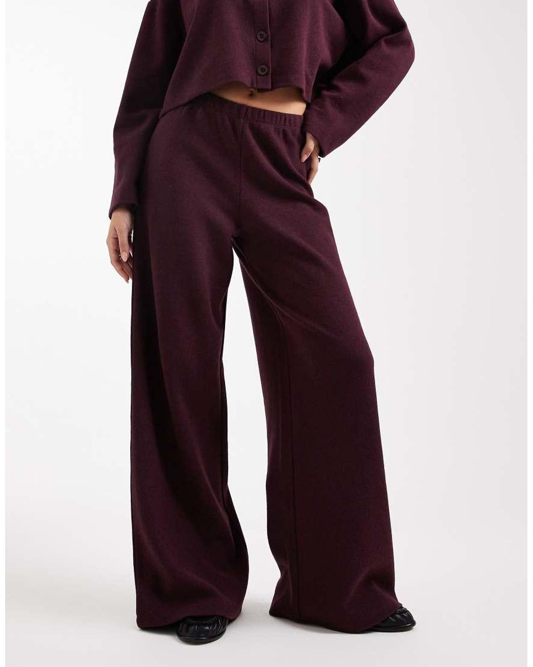 Miss Selfridge Geborstelde Geribbelde Broek in het Red