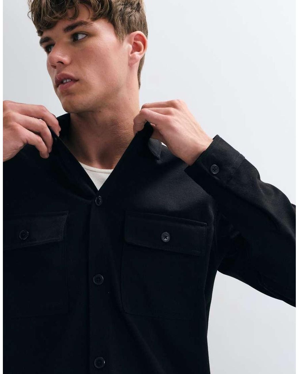 Jack & Jones Blue Twill Overshirt for men