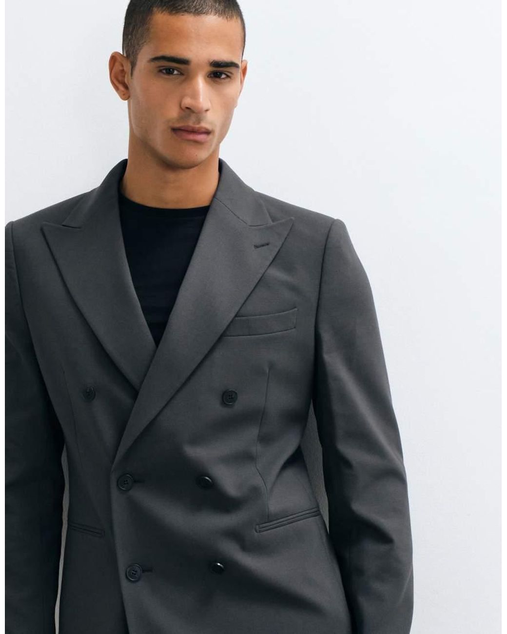 ASOS Gray Slim Double Breasted Suit Jacket for men