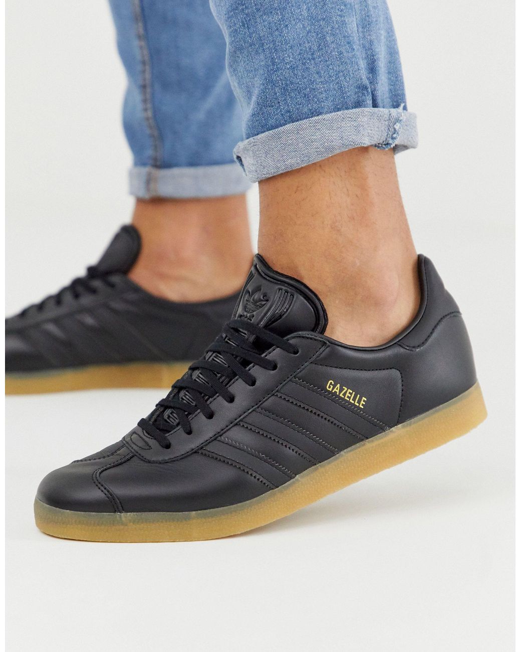 Gazelle - Baskets en cuir avec semelle en caoutchouc adidas Originals pour  homme en coloris Noir | Lyst