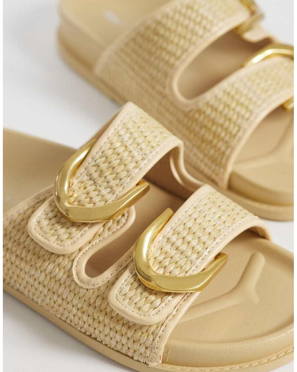 ASOS Natural Falcon Double Buckle Footbed Sandal