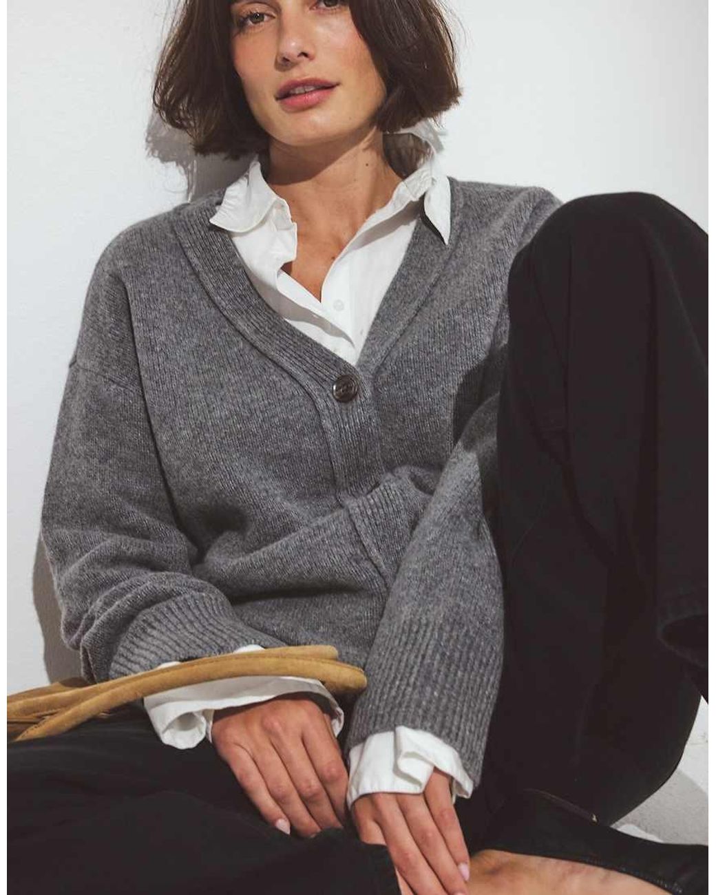 NA-KD Black Wool Knitted Oversized Cardigan