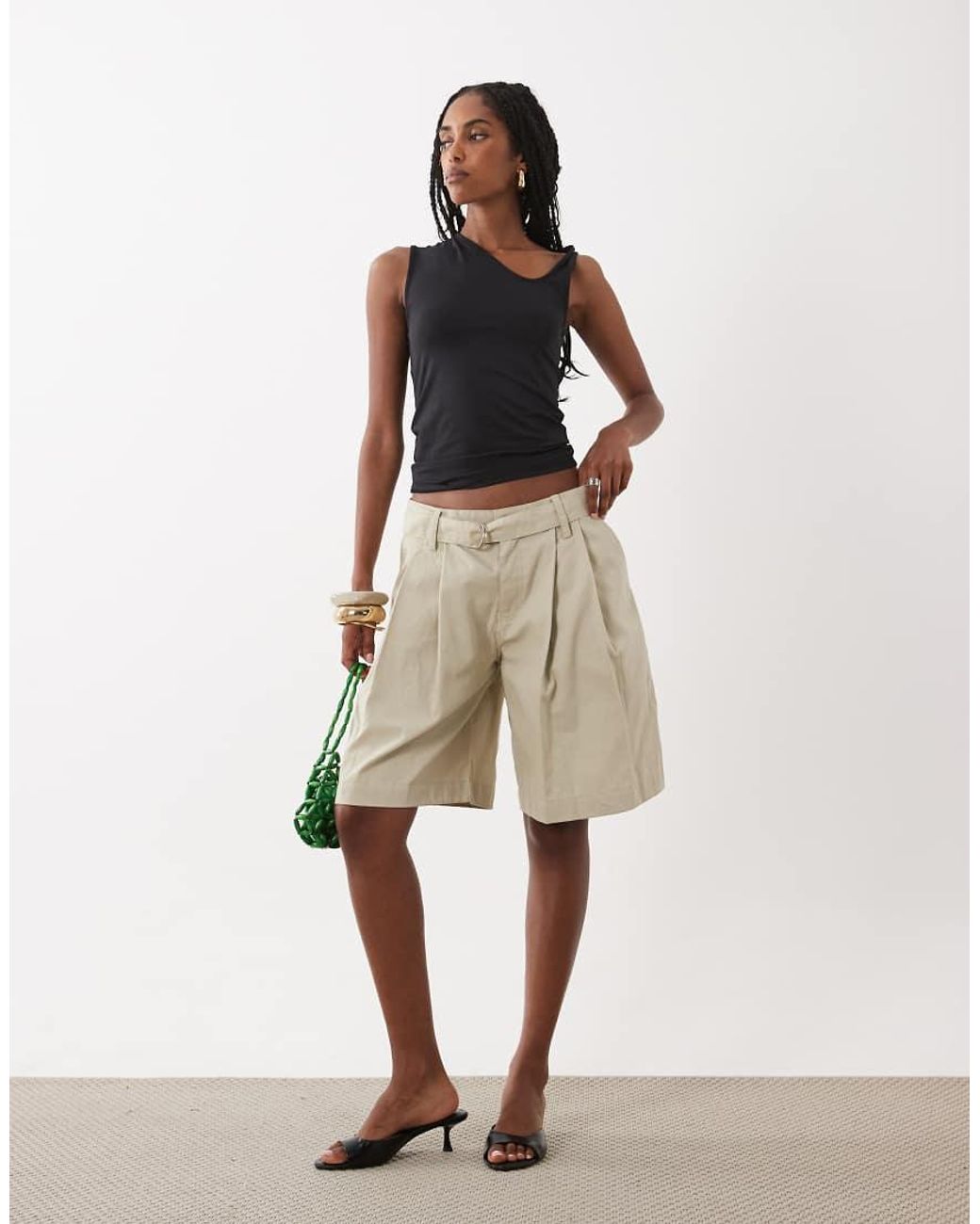 Motel Natural Niso Longline Tailored Shorts