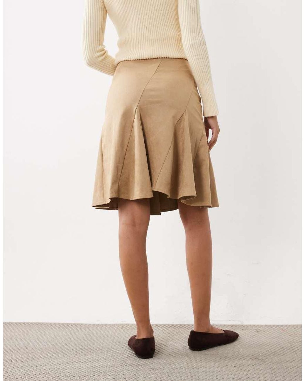 Motel Natural Abila Faux Suede Midi Skirt Co-ord