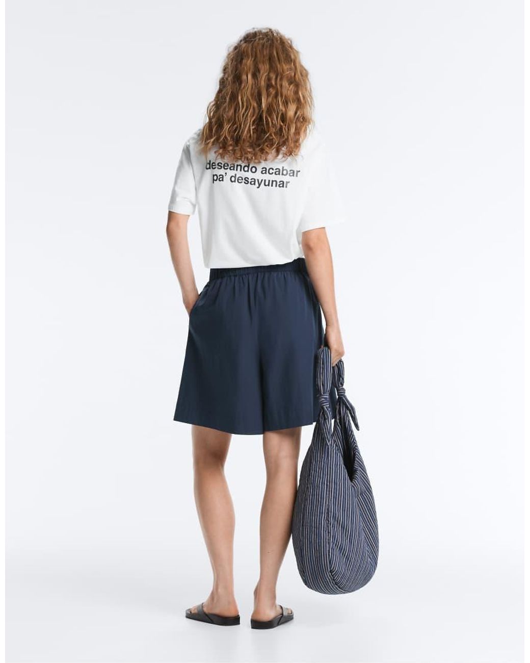 Oysho Blue 100% Cotton Bermuda Shorts