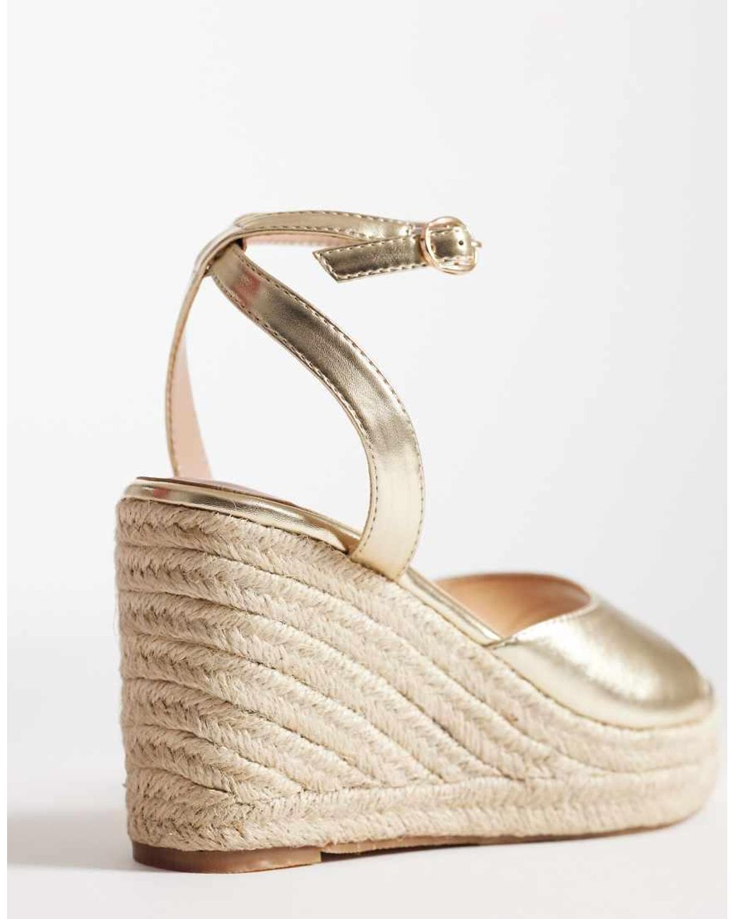 SEQWL Wide Fit White Espadrille Wedges