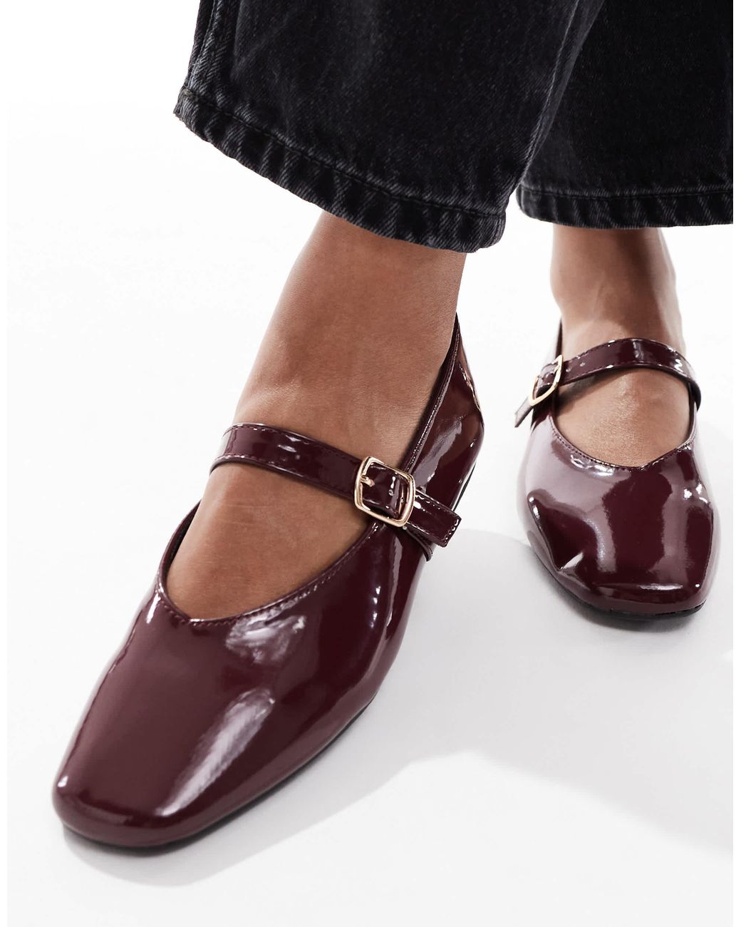 SEQWL Wide Fit Iris High Vamp Ballet Flats in Black | Lyst