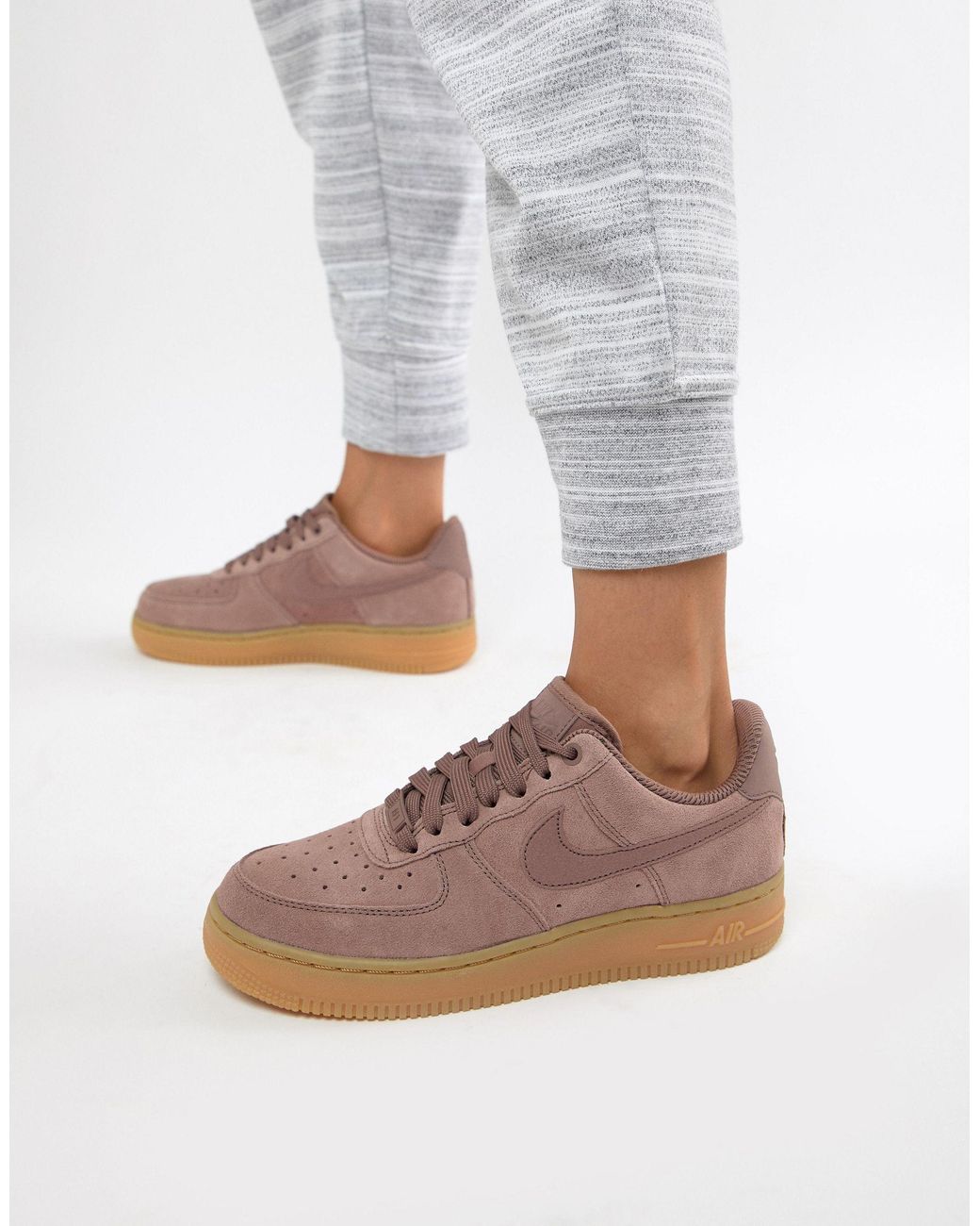 Nike Leather Mauve Air Force 1 Trainers With Gum Sole in Purple | Lyst