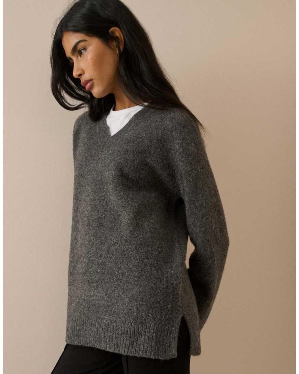 Nobody's Child Brown Marl V-Neck Longline Jumper