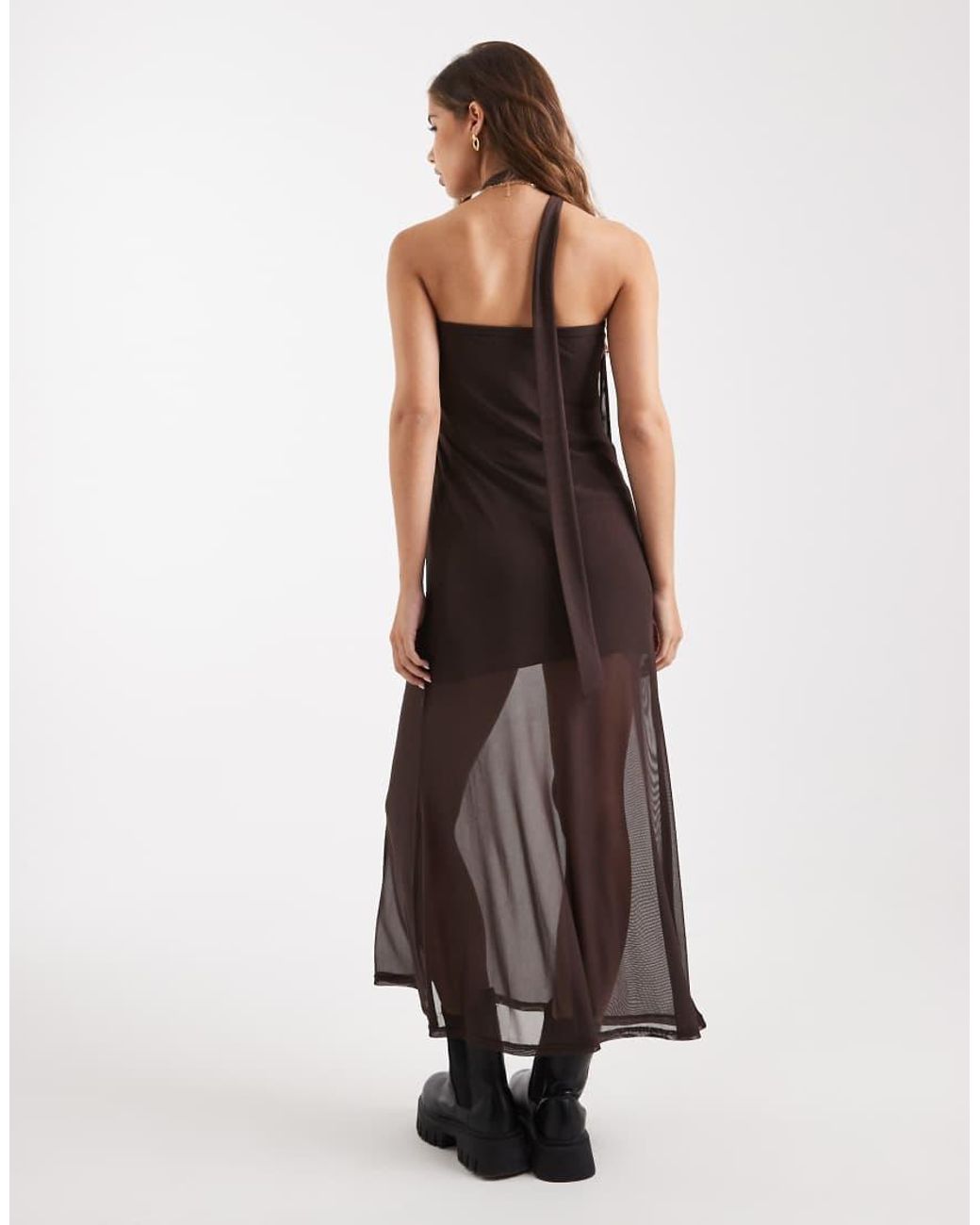 Miss Selfridge Brown Maxi Scarf Dress