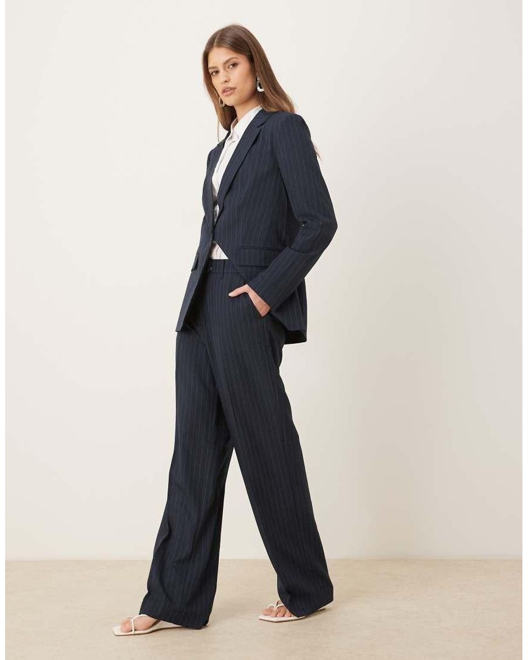 Vila Blue High Waisted Tailored Trousers Co-ord