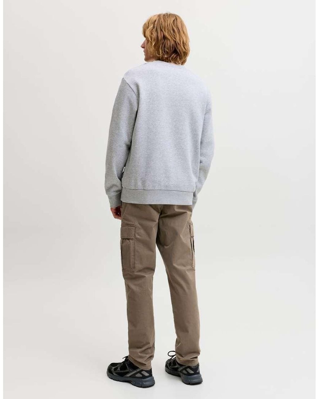 Jack & Jones Natural Kane Mid Waist Relaxed Fit Cargo Trousers for men