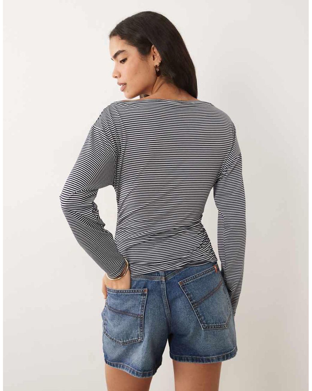 ASOS Gray Cinched Asymmetric Long Sleeve Top