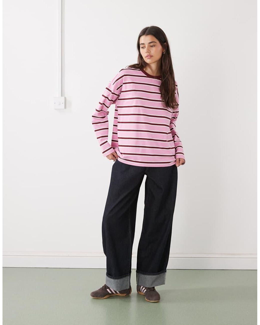 Noisy May Red Boxy Long Sleeve Top