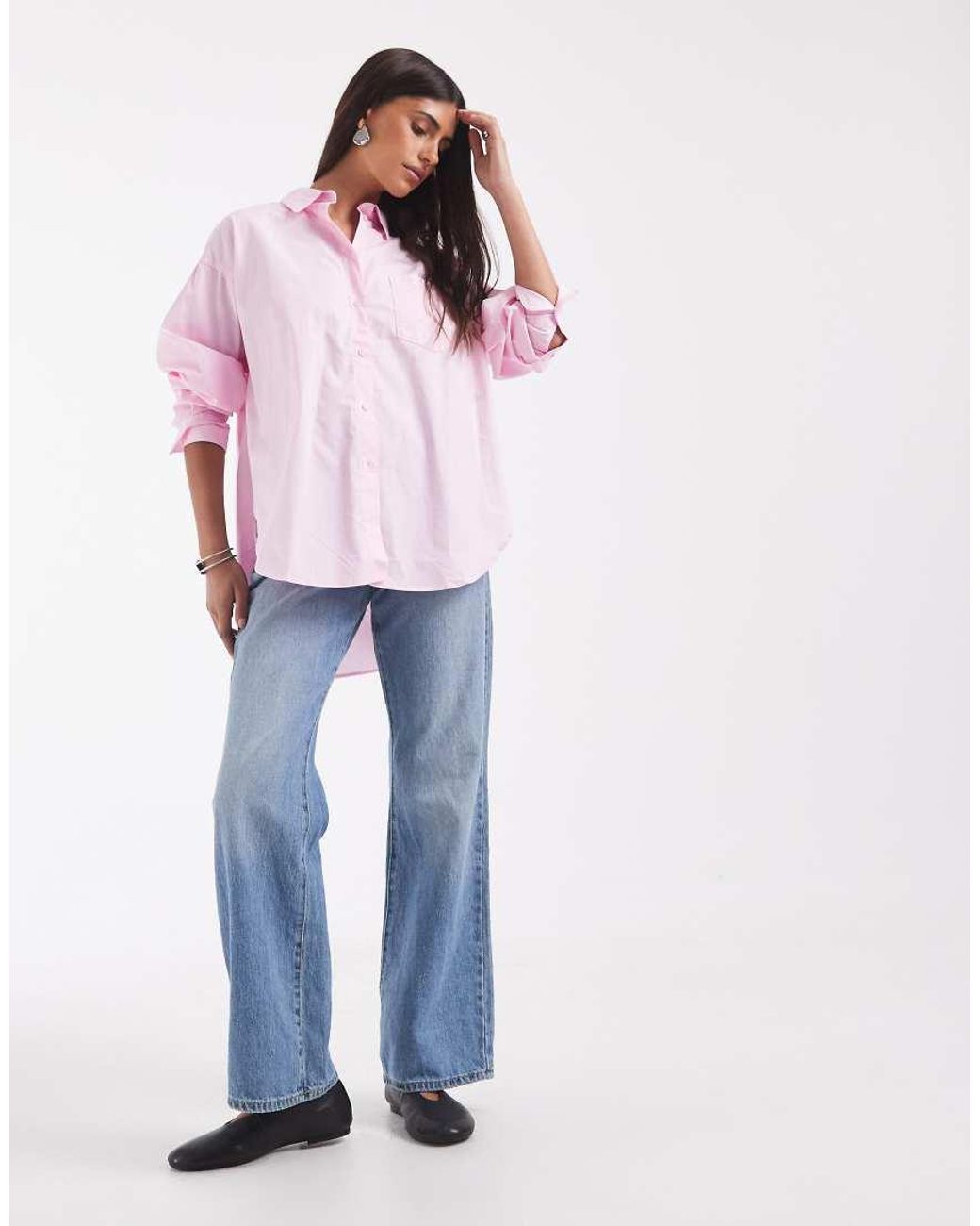 JJXX Pink Jamie Oversized Poplin Shirt