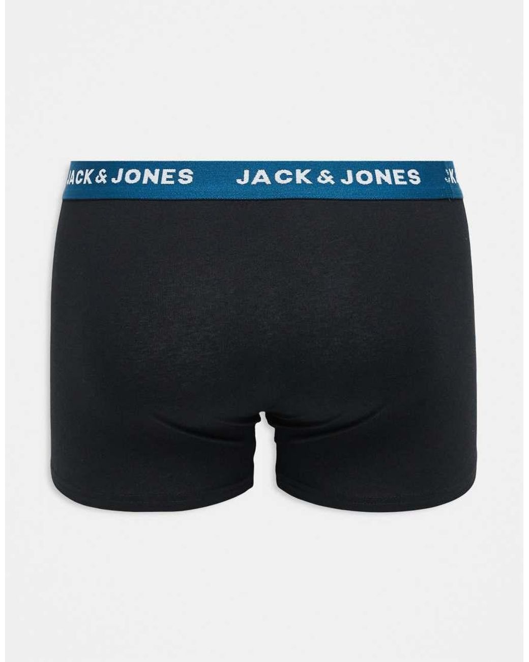 Jack & Jones Black 5 Pack Trunks With Coloured Waistbands for men