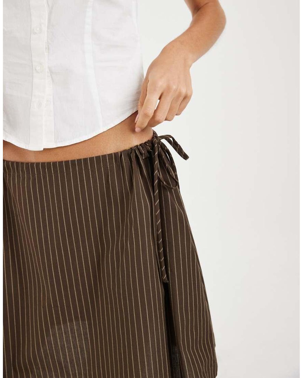 Noisy May Brown Mid Rise Side Tie Mini Skirt