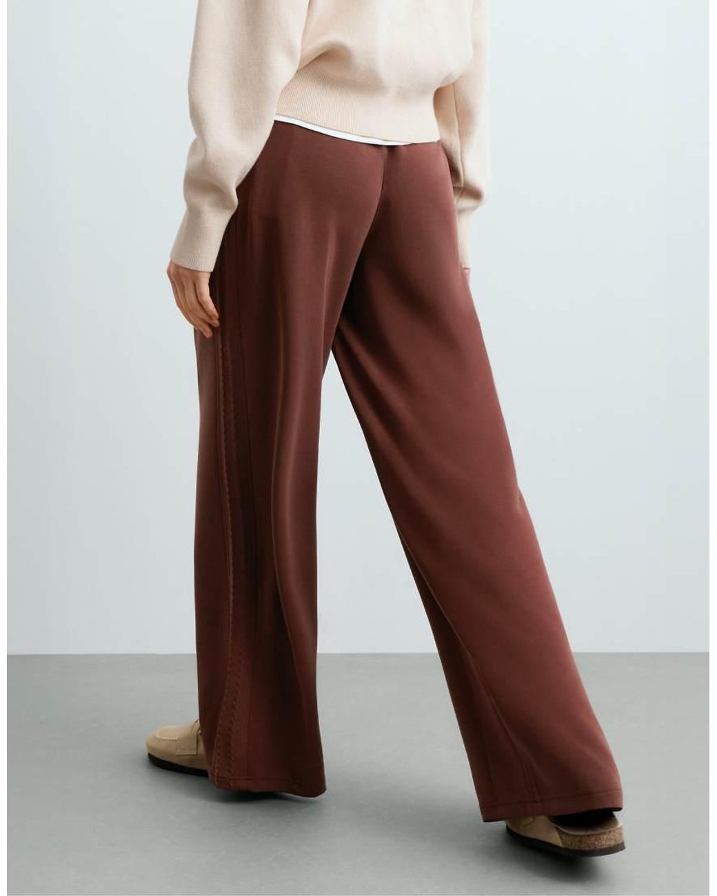 Oysho Red Soft-Touch Modal Wide-Leg Trousers
