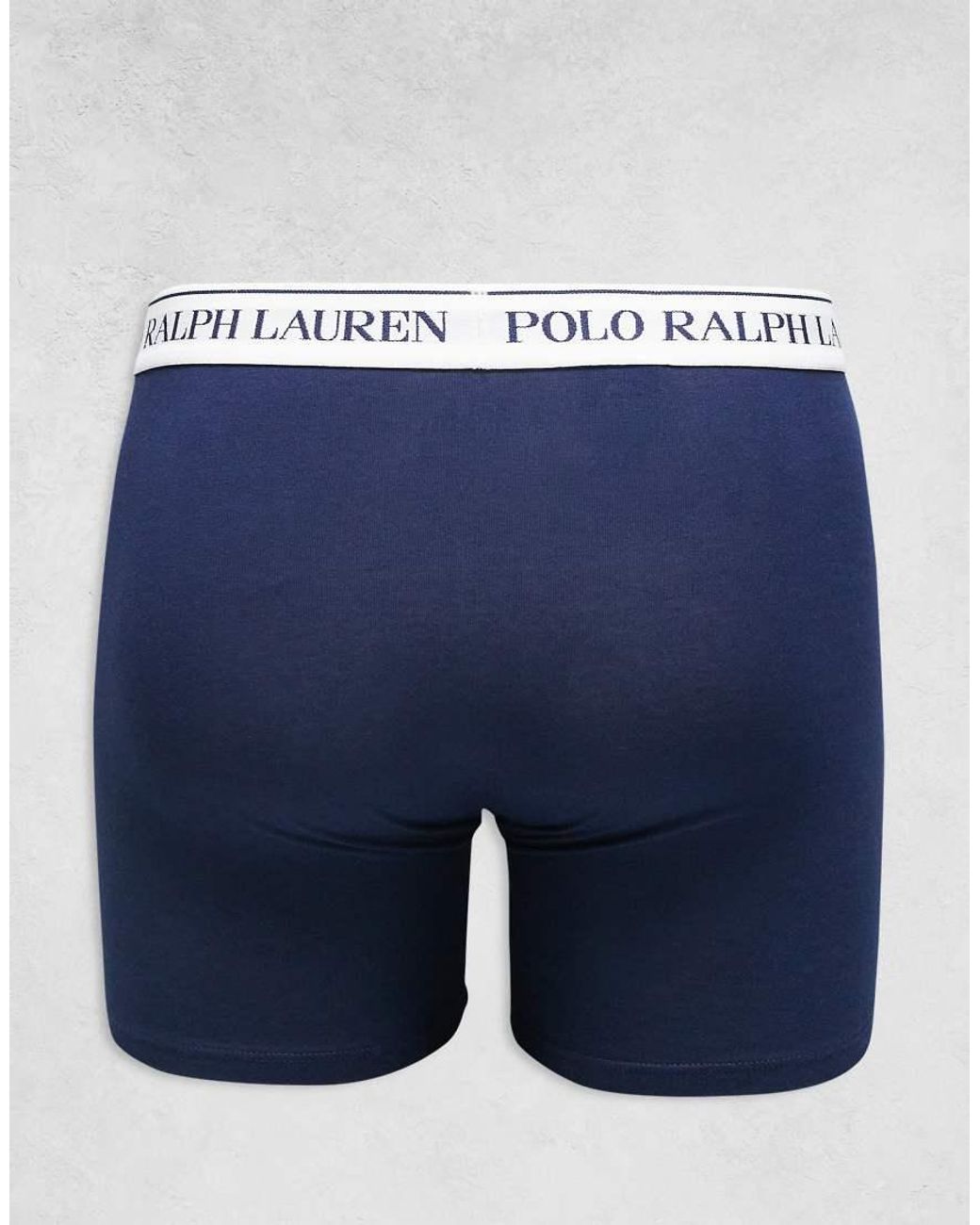 Polo Ralph Lauren Blue 3 Pack Logo Waistband Long Trunks for men