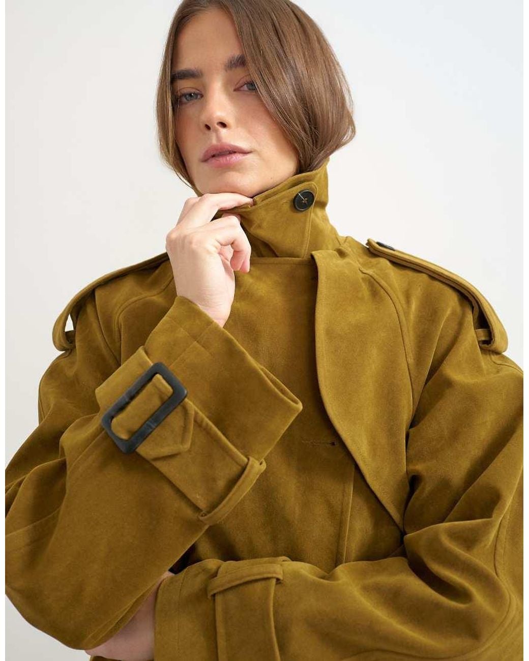 TOPSHOP Natural Faux Suede Trench