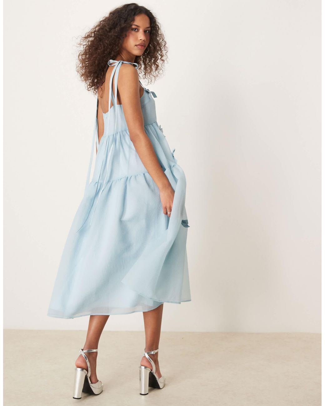 Sister Jane Bow Embellished Midi Dress in Blue | Lyst