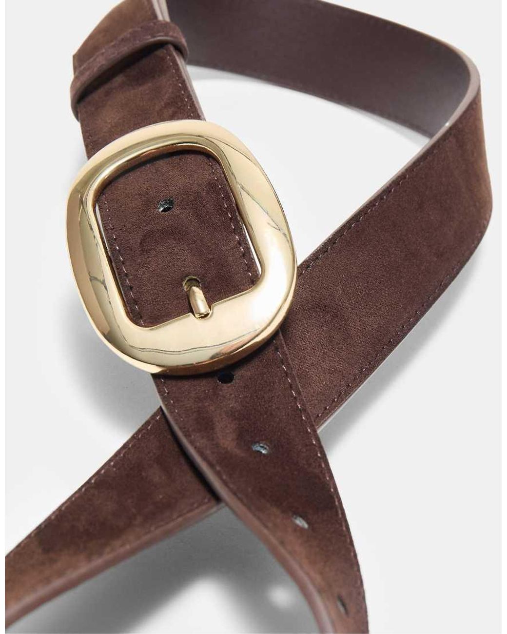 Stradivarius White Oval Buckle Belt