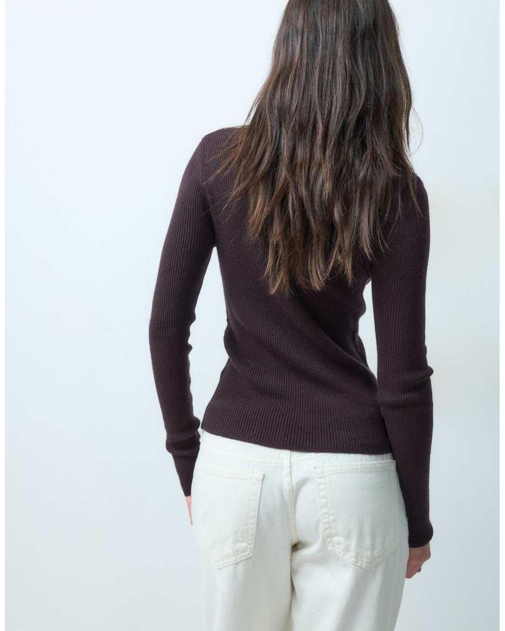 ASOS Brown Funnel Neck Top