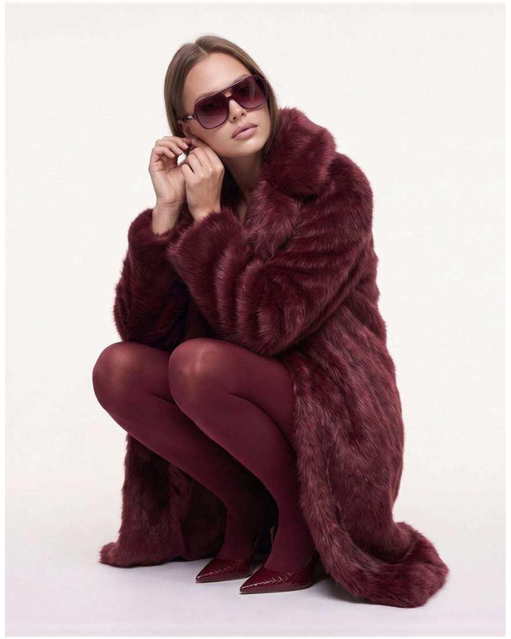 Harry Brown Red Solene Long Fur Coat