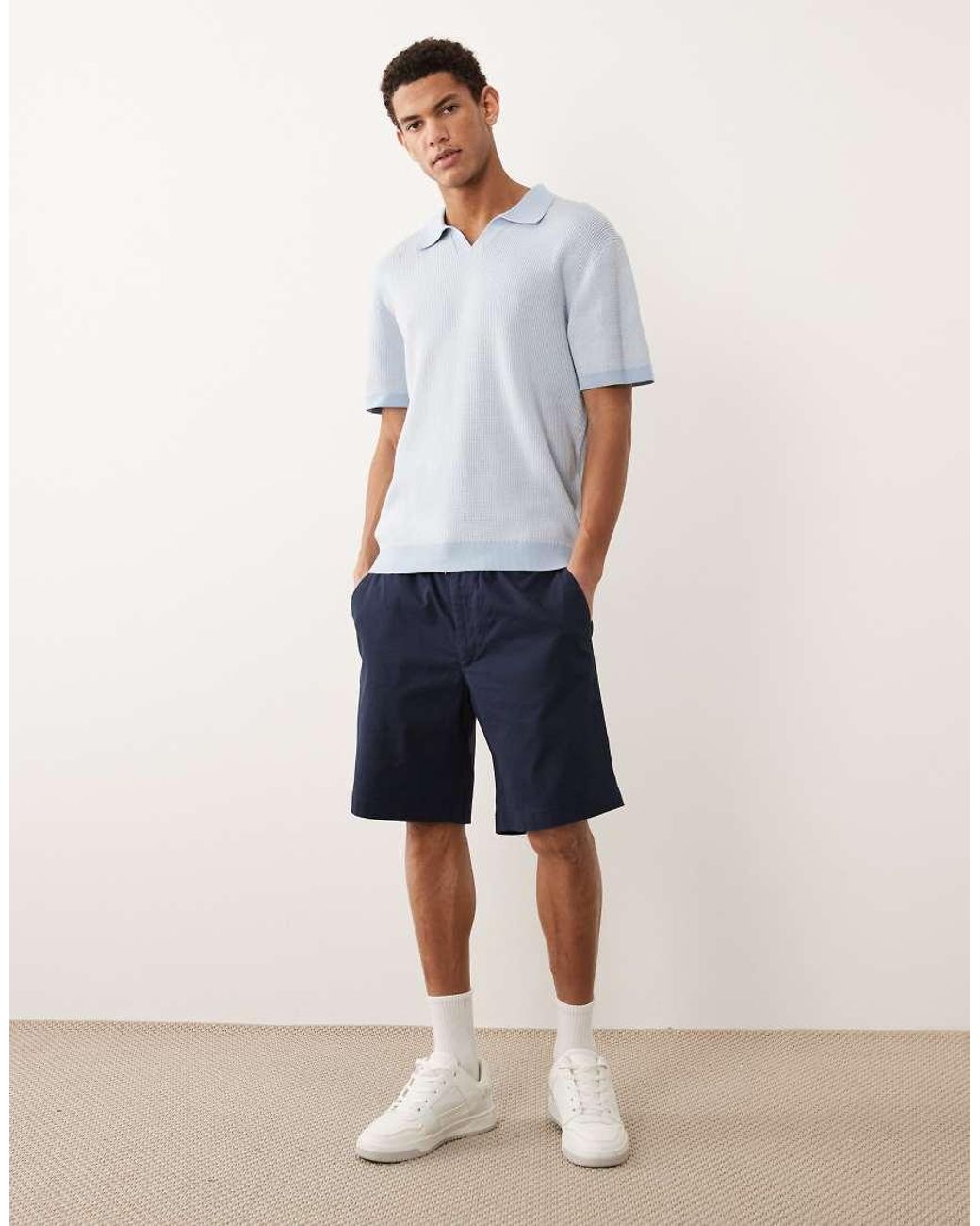 Jack & Jones Blue Drawstring Chino Shorts for men