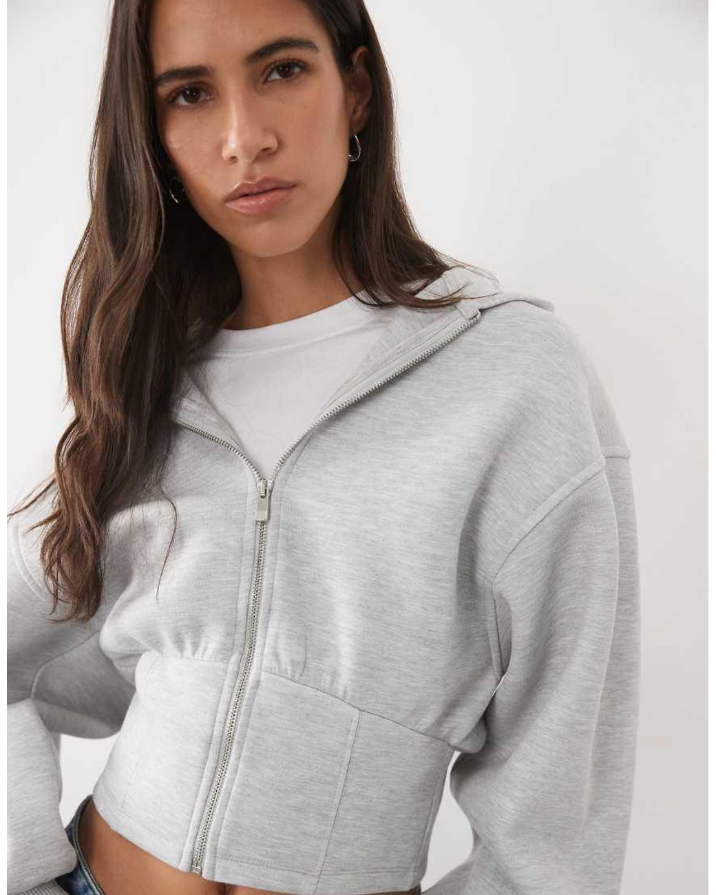ASOS Gray Corset Style Waist Hoodie