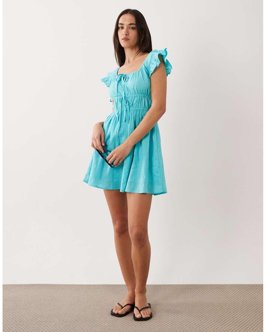 Wednesday's Girl Blue Milkmaid Mini Dress
