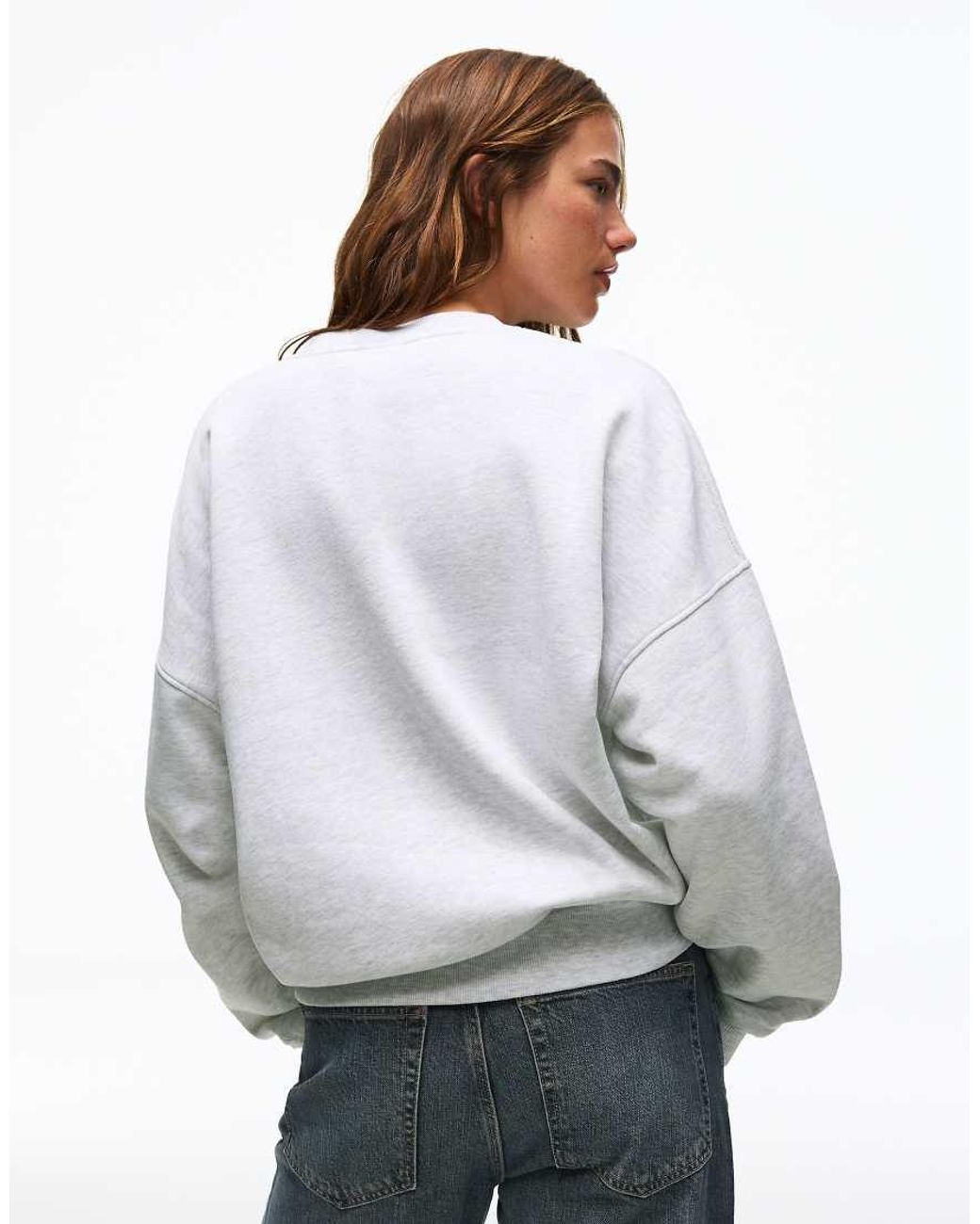 Bershka Gray Round Neck Sweatshirt