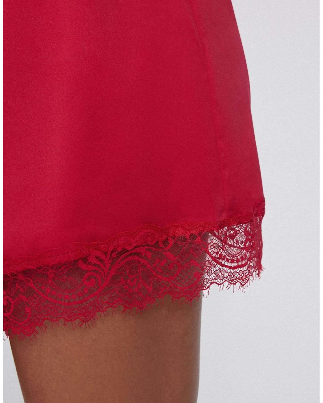 Tezenis Red Satin And Lace Shorts
