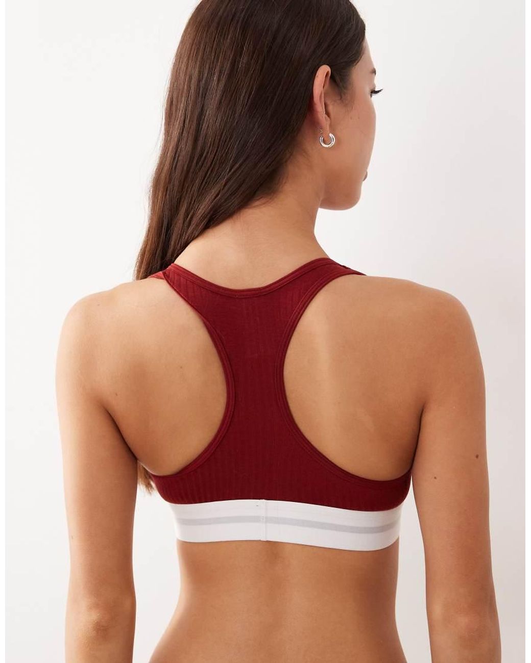 Calvin Klein Red Cotton Modal Rib Bralette