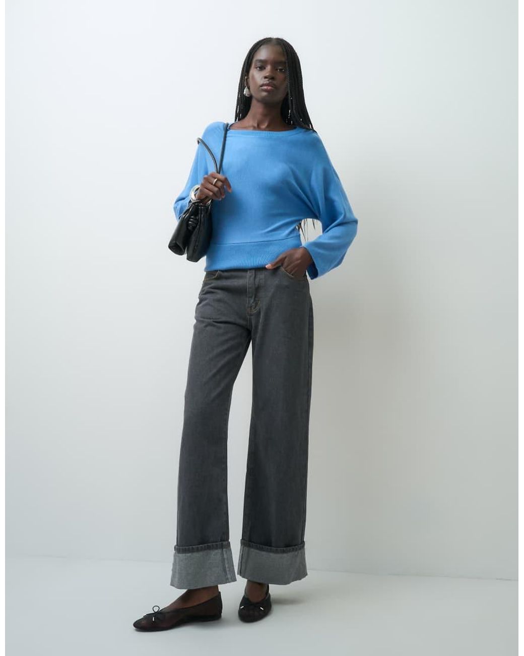 ASOS Blue Knitted Boat Neck Jumper