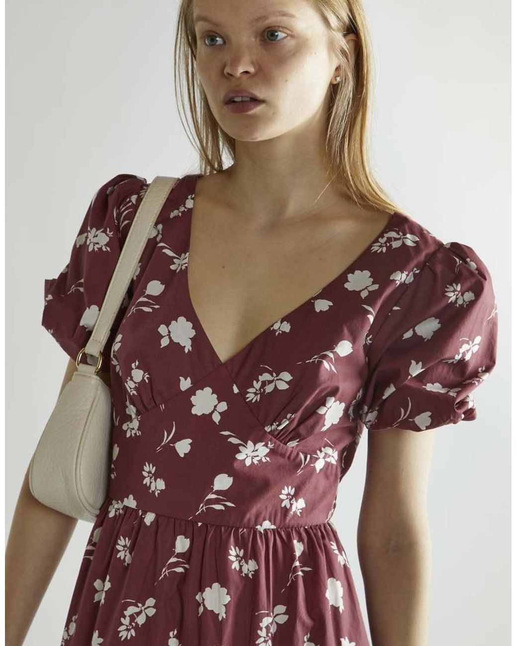 Glamorous Red Puff Sleeve Midi Dress