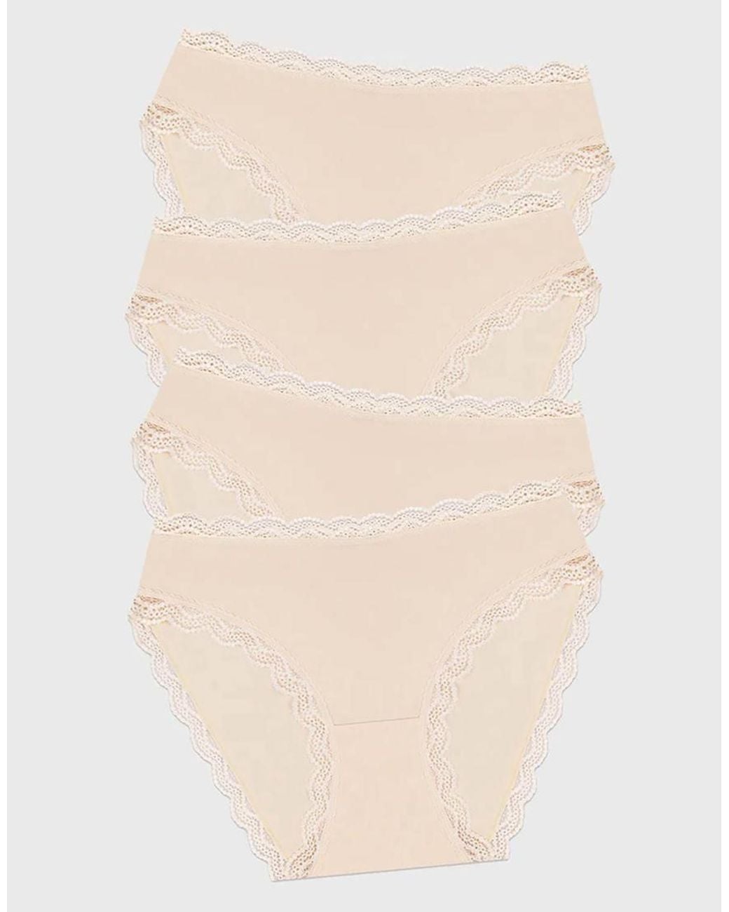 Stripe & Stare Natural Mid Rise High Leg Knicker Four Pack
