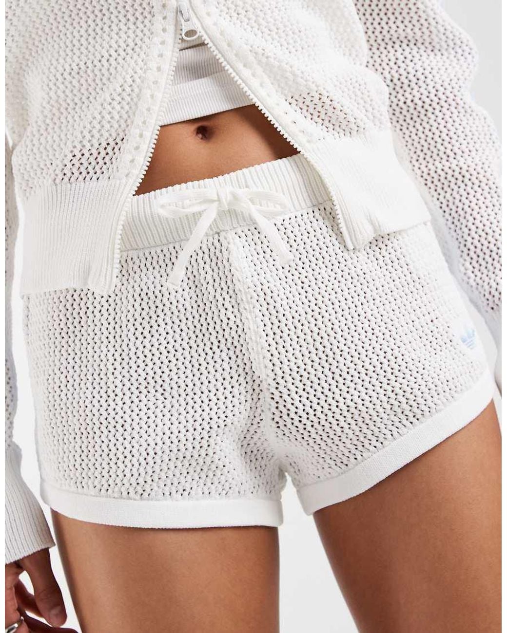 Adidas Originals White Crochet Shorts