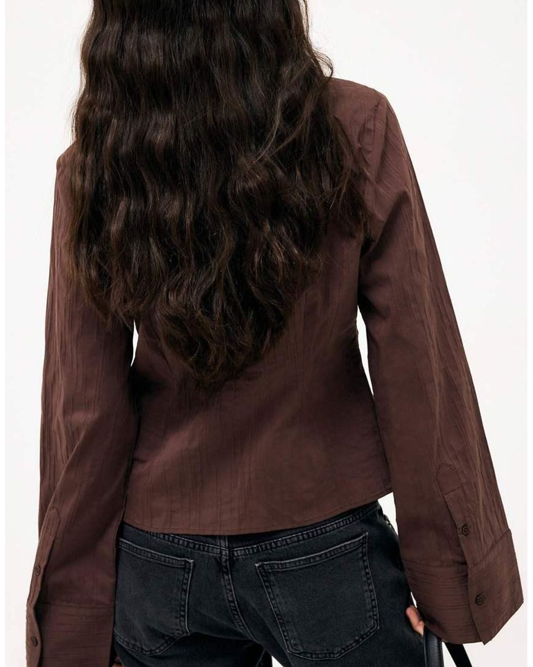 NA-KD Brown Fitted Wide Cuff Shirt