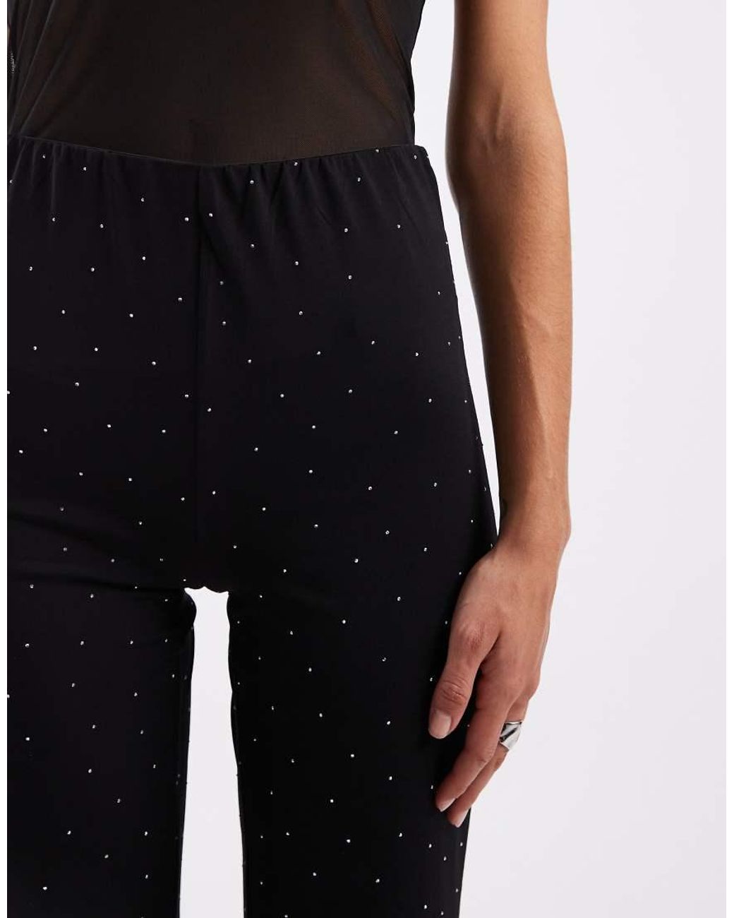 ONLY Black Rhinestone Flare Trousers