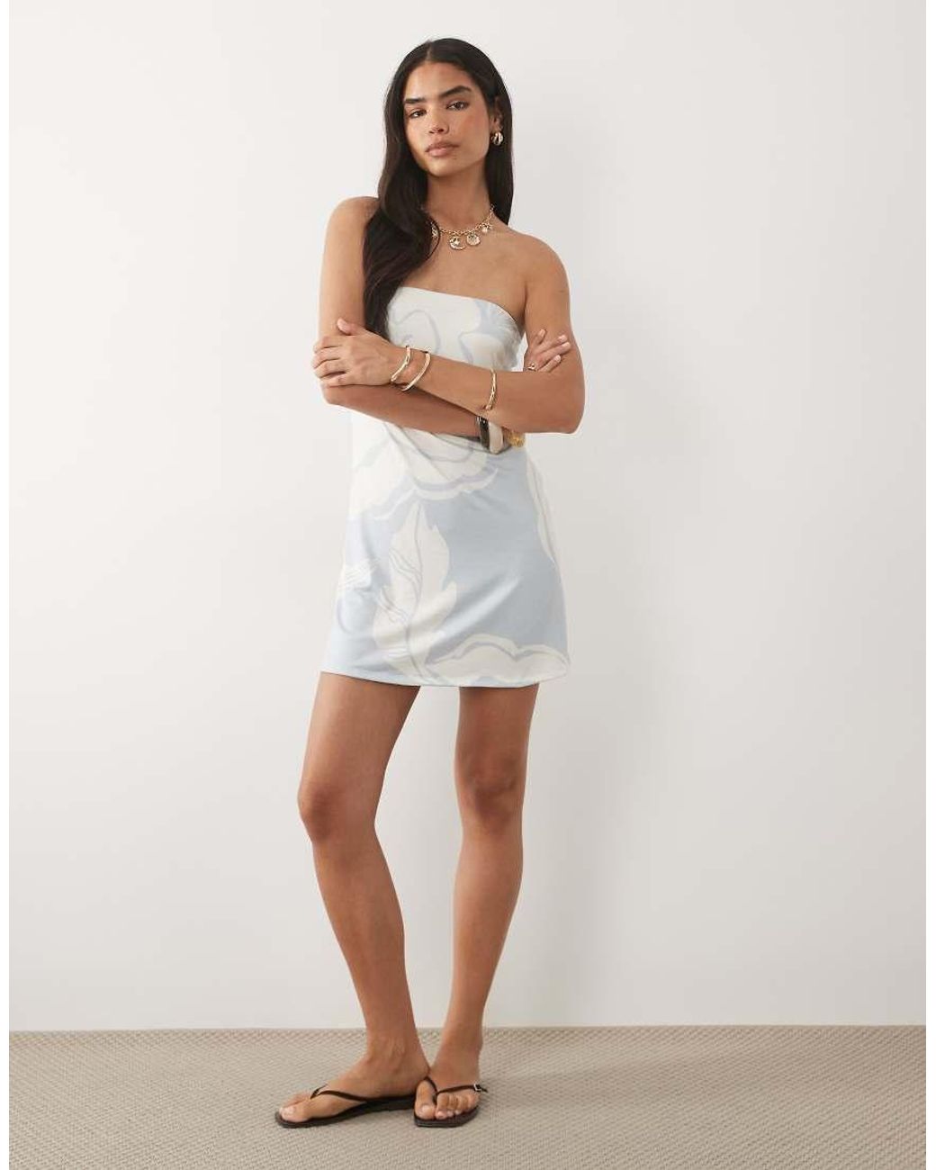 ASOS White Bandeau A-line Mini Dress