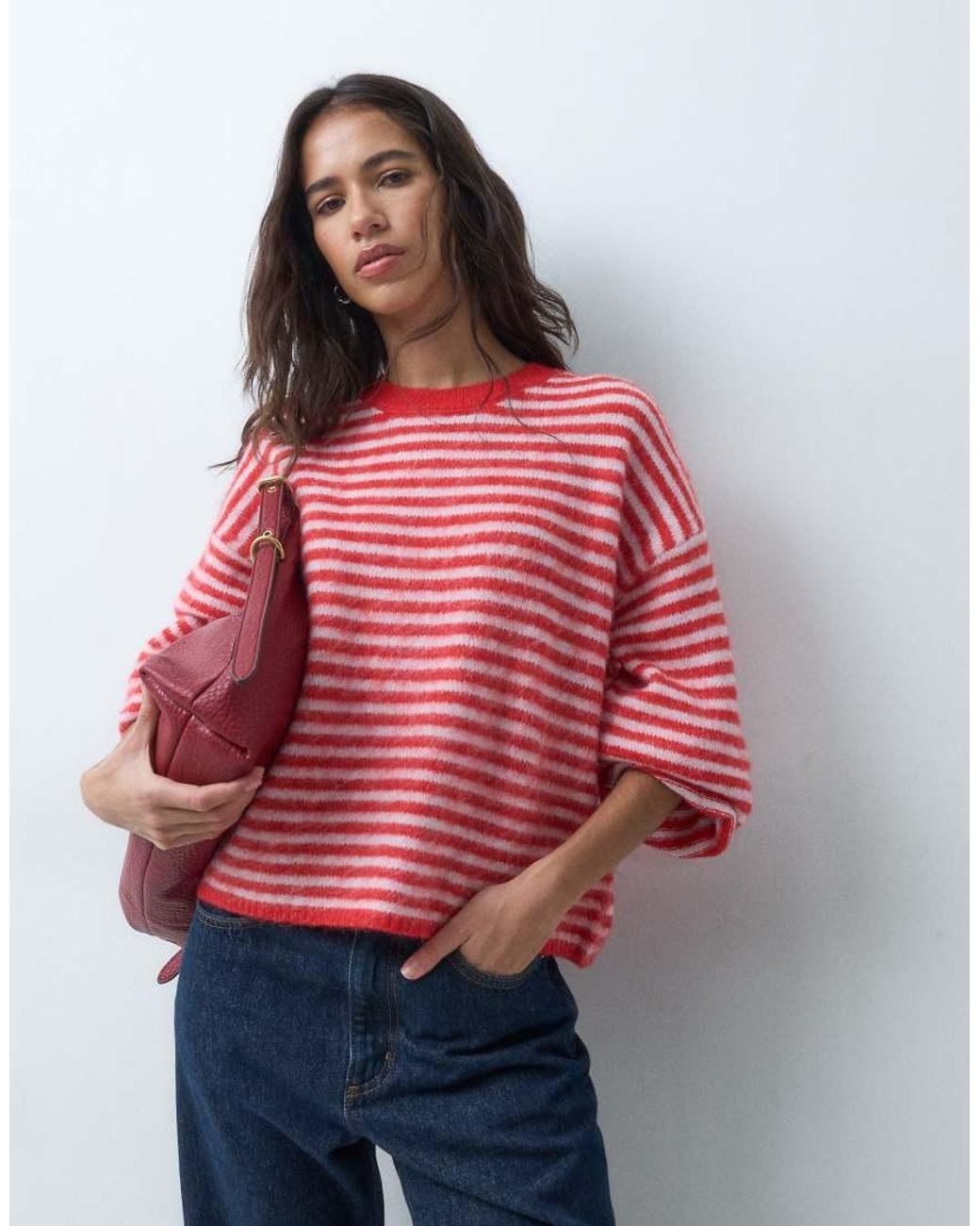 Pieces Red Oversized Fluffy Knit Jumper